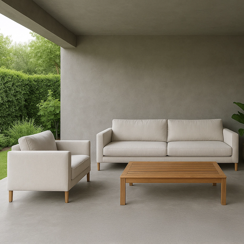 Microcement outdoor patio floor and wall in Fort Lauderdale—seamless, slip-resistant finish by Stucco Kings.